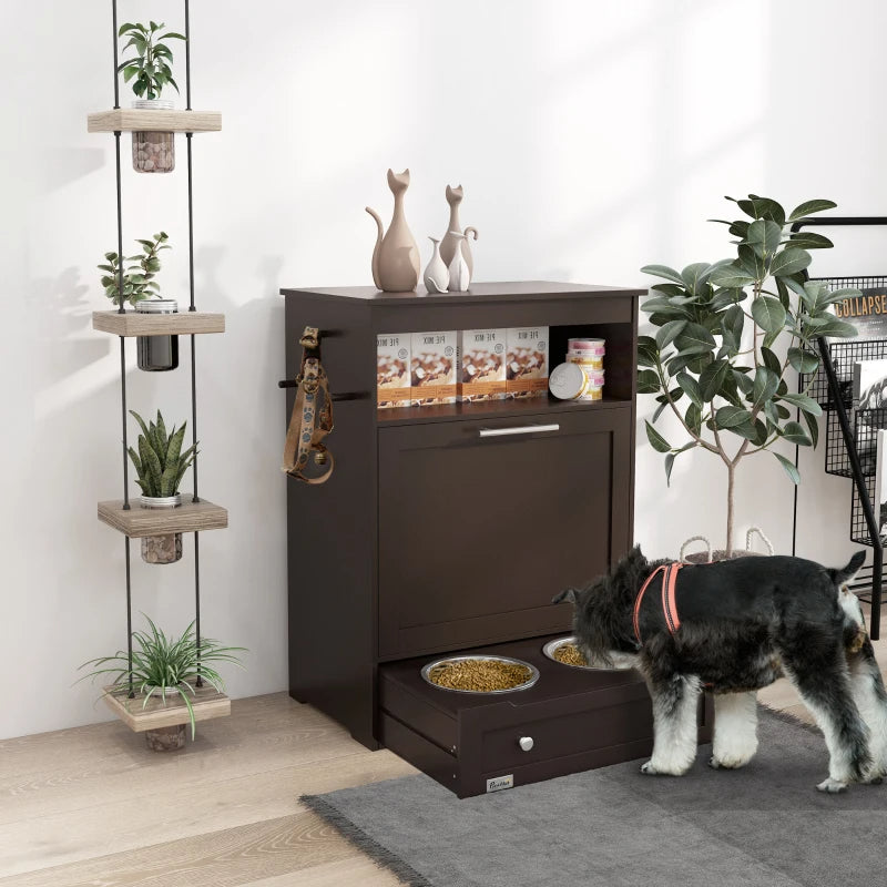 Pet Feeder Station Cabinet|Raised Dog Bowls & Food Storage|Klickingz