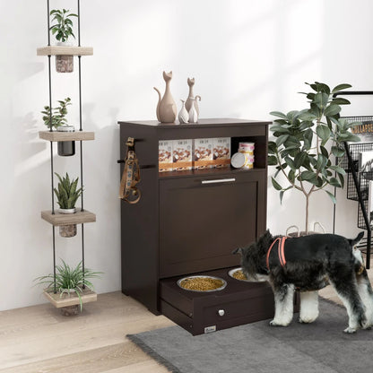 Pet Feeder Station Cabinet|Raised Dog Bowls & Food Storage|Klickingz