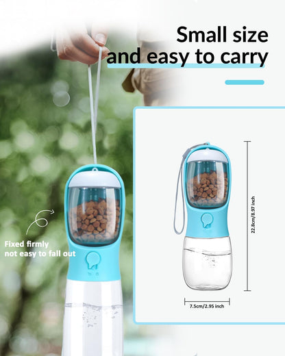 Portable Dog Water Bottle & Food Container | Walking Hiking | Klickingz