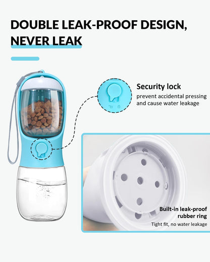 Portable Dog Water Bottle & Food Container | Walking Hiking | Klickingz