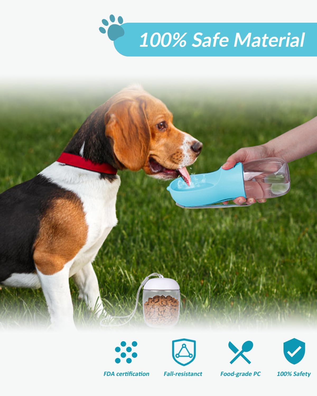 Portable Dog Water Bottle & Food Container | Walking Hiking | Klickingz