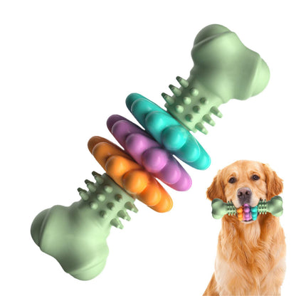 large breed dog chewing indestructible rubber bone toy