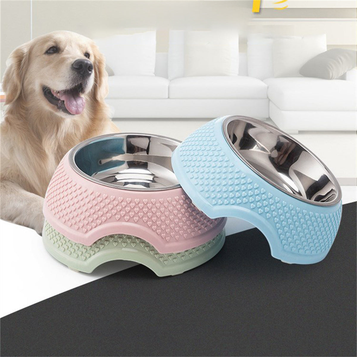 elevated stainless steel cat dog bowl tilted neck protection non slip USA