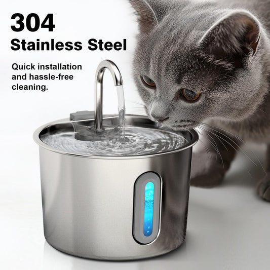 Stainless steel automatic cat water dispenser 2.2L hygienic filtered | Klickingz USA