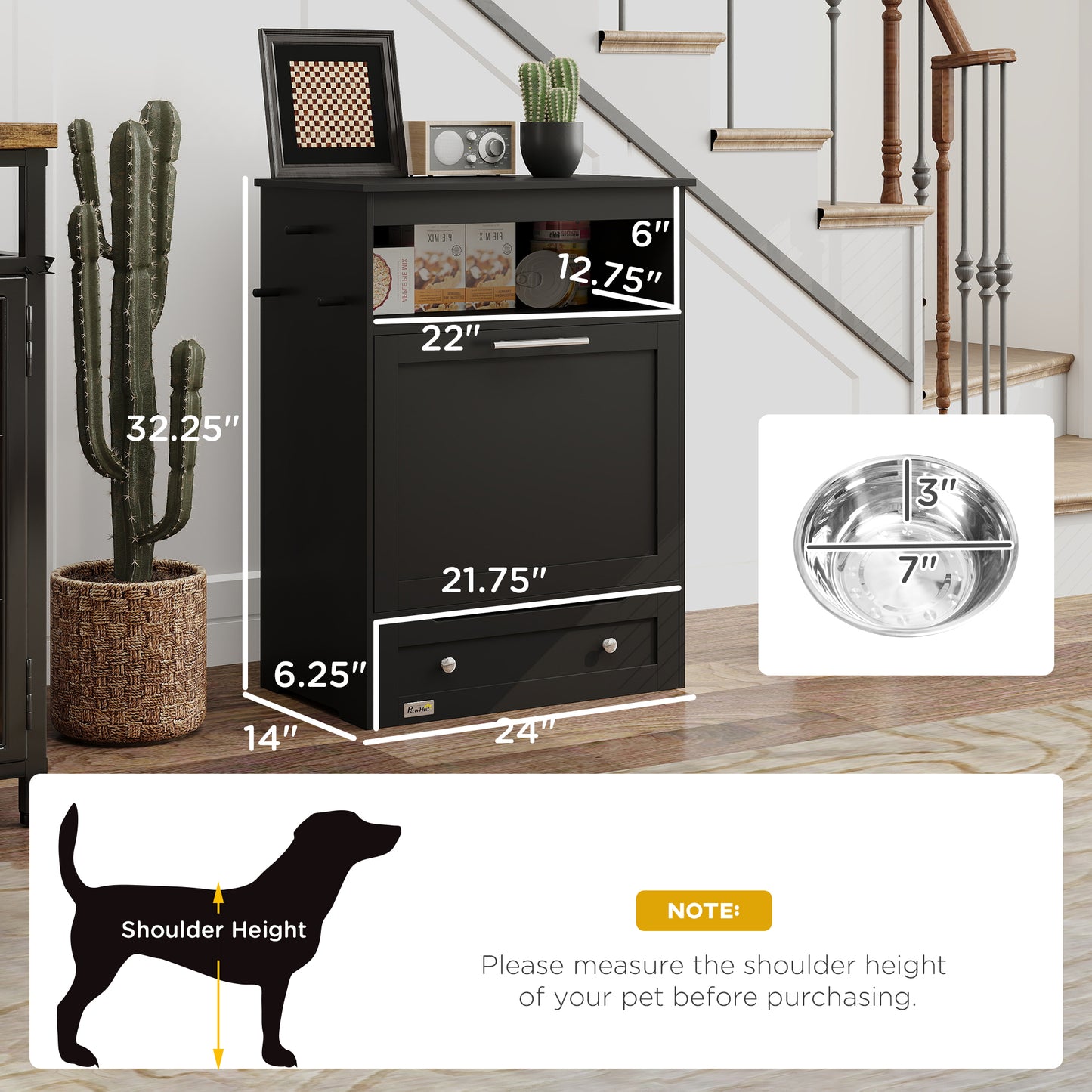 Pet Feeder Station Cabinet | Raised Dog Bowls & Storage | Klickingz