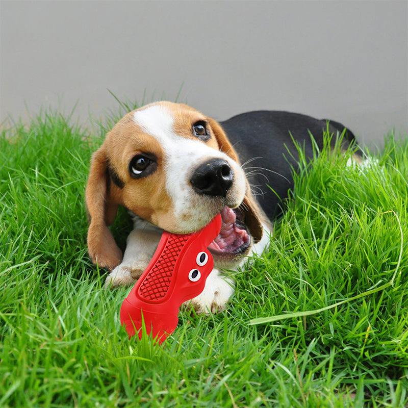 dog chewing vocal rugby rubber toy for dental health