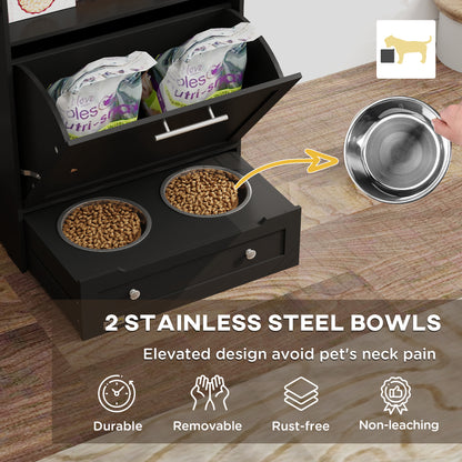Pet Feeder Station Cabinet | Raised Dog Bowls & Storage | Klickingz