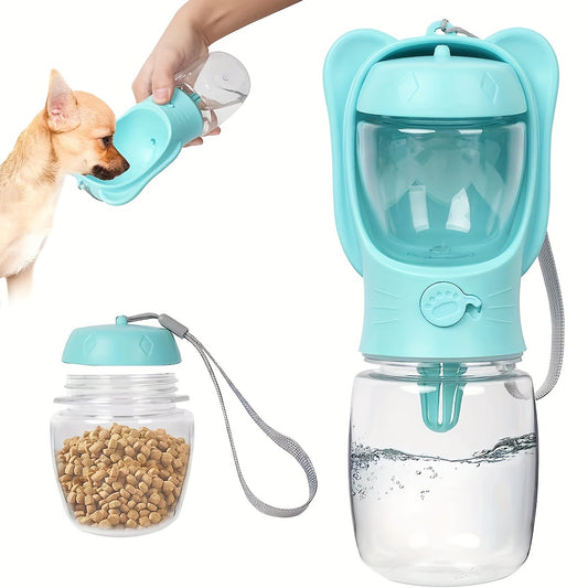 2 in 1 dog water bottle food container leak proof outdoor walking hiking USA