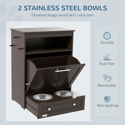 Pet Feeder Station Cabinet|Raised Dog Bowls & Food Storage|Klickingz