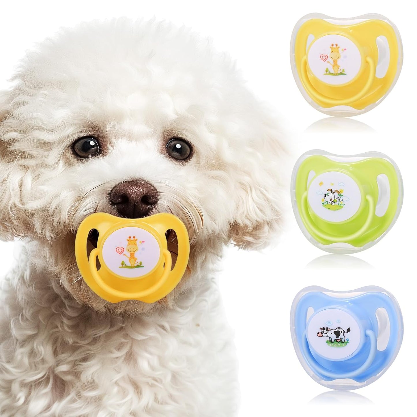 small dog puppy chewing pacifier teething toy